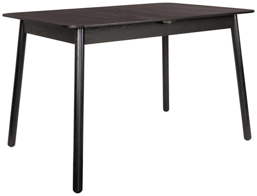 Esstisch GLIMPS BLACK von ZUIVER 120 x 80 ausziehbar, rechteckige Tischplatte mit schlanken Beinen, Gesamtansicht.