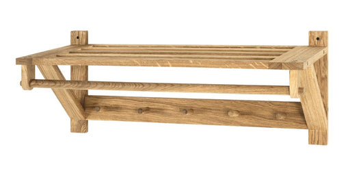 Garderobe Wandgarderobe TORINO 6 Eiche geölt mit Hutablage und sechs Holzknöpfen in Gesamtansicht.