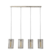 Pendelleuchte Hängeleuchte FOUR mit 4 Schirmen Silber Antik Look