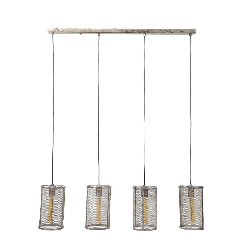 Pendelleuchte Hängeleuchte FOUR mit 4 Schirmen Silber Antik Look