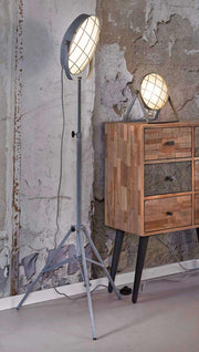 Stehleuchte Stativleuchte GRILL mit LED Metallschirm in Vintage Grey