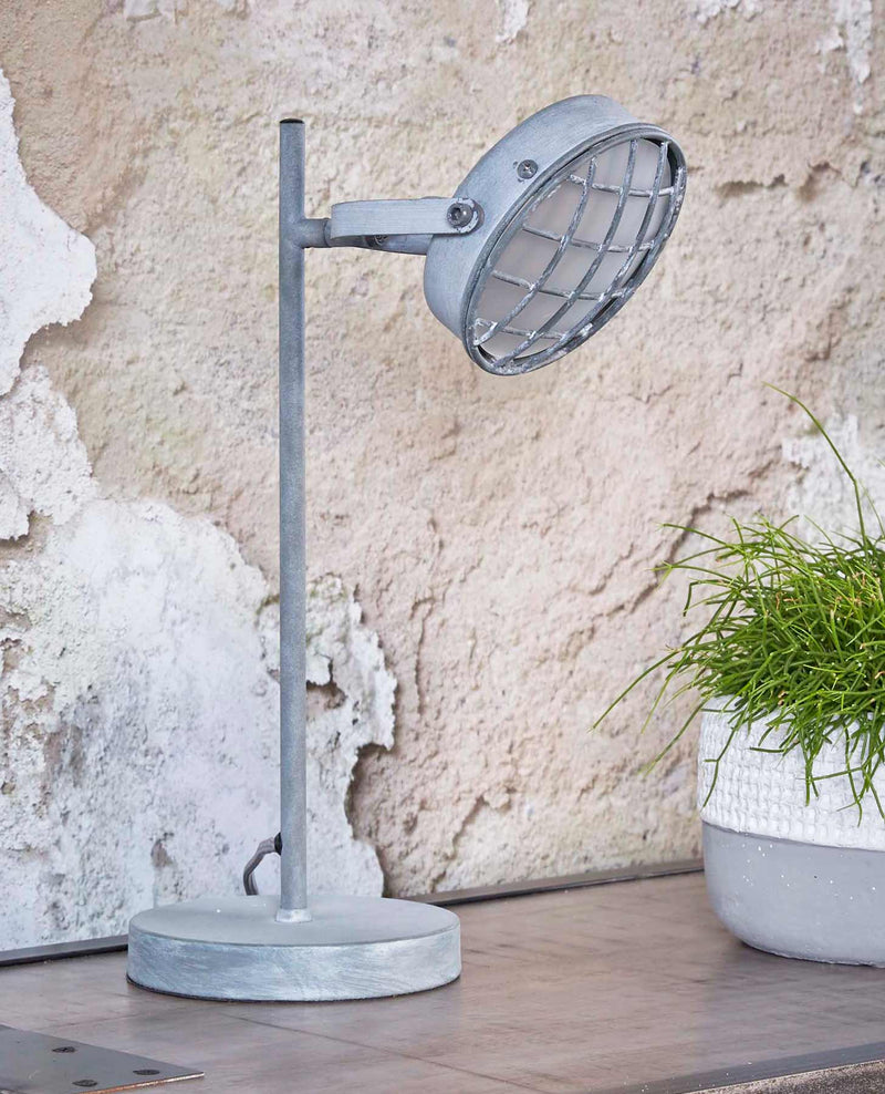 Tischleuchte GRILL LED-Leuchte mit Metallschirm in Vintage Grey