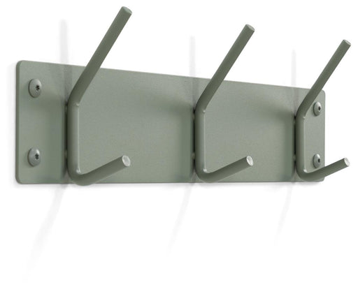Design Garderobe FUSION 3 Stahl in Skandinavisch mit drei Doppelhaken und Metallrahmen, Frontansicht.
