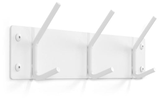 Design Garderobe FUSION 3 Stahl Skandinavisch in Weiß mit drei ausklappbaren Haken in Gesamtansicht.