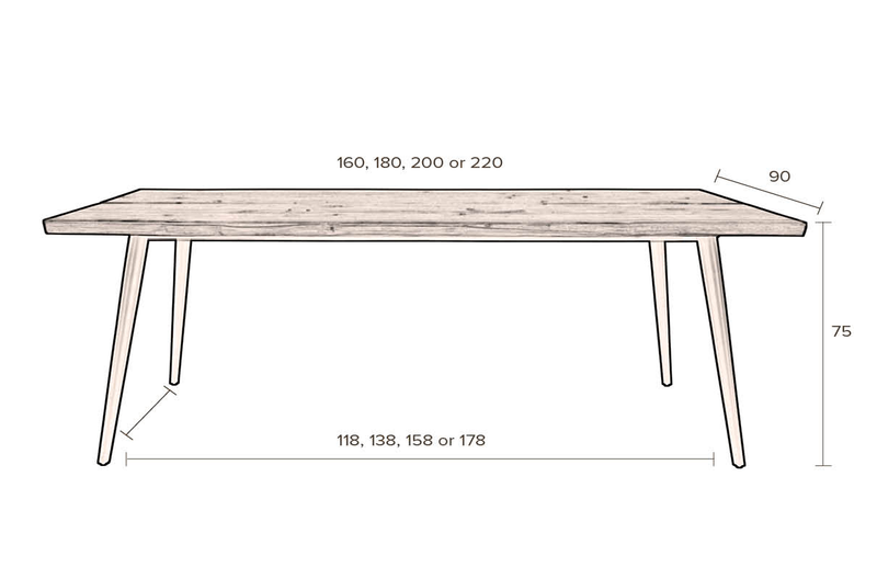 Esstisch ALAGON Walnuss mit Baumkante 160 x 90 cm von Dutchbone