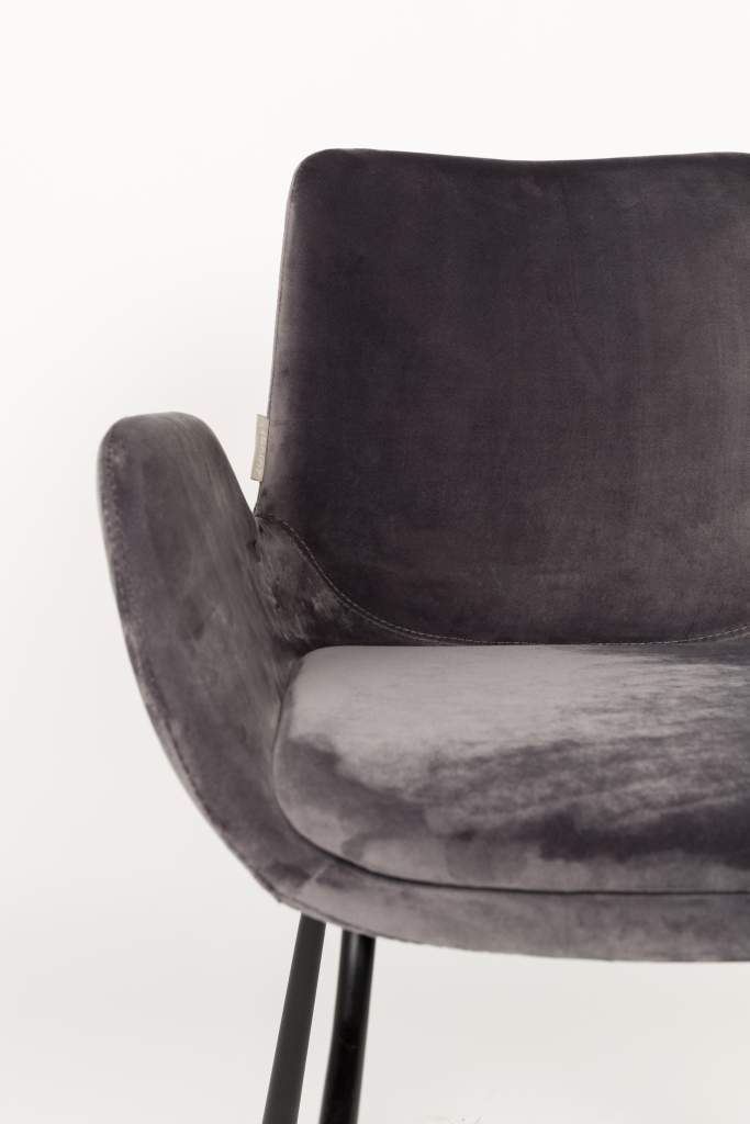 Esszimmerstuhl BRIT Samtlook Grau von ZUIVER
