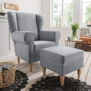 Polstersessel Ohrensessel AVERSA Stoff Talento Grau