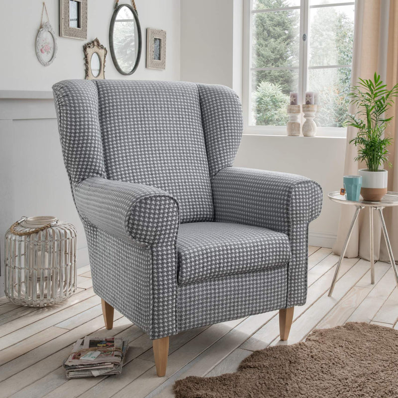 Polstersessel Ohrensessel AVERSA Stoff Talento Grau
