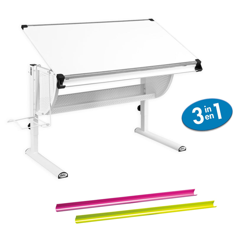 Kinderschreibtisch MATTS 3 in 1 weiß höhenverstellbar neigbar