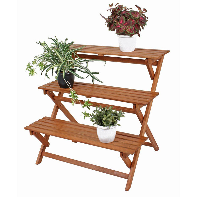 Pflanzregal Blumenregal Pflanztreppe aus Eukalyptus klappbar
