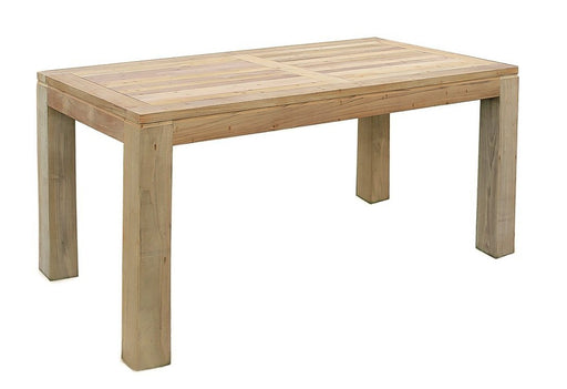 Premium Teak Gartentisch 180 x 90 cm aus Teakholz in Natur, Gesamtansicht von vorne.