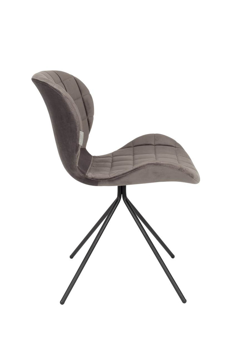 Esszimmerstuhl OMG VELVET Samt Grau von ZUIVER