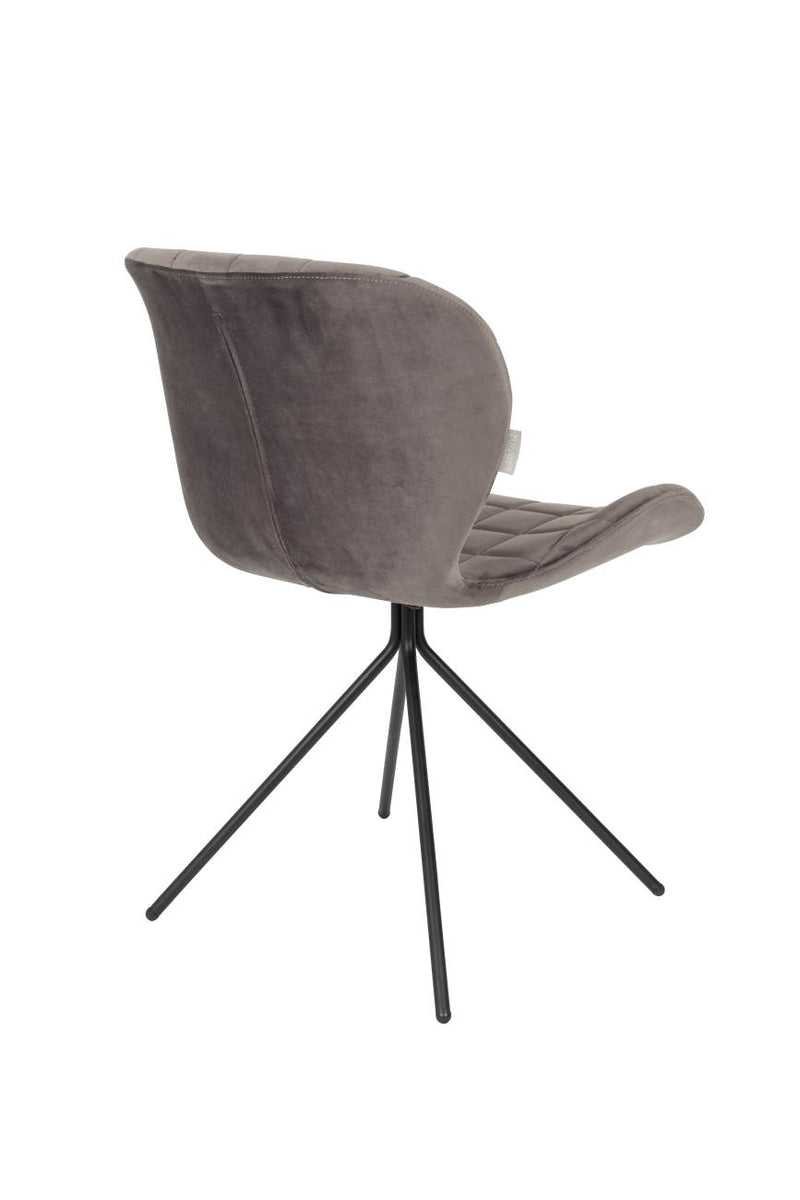 Esszimmerstuhl OMG VELVET Samt Grau von ZUIVER