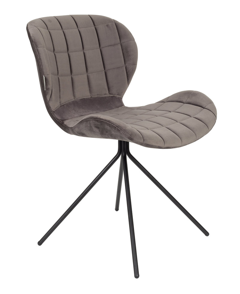 Esszimmerstuhl OMG VELVET Samt Grau von ZUIVER