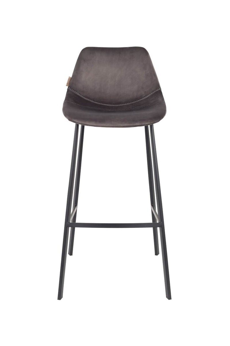 Barhocker FRANKY VELVET Samt Grau von DutchBone
