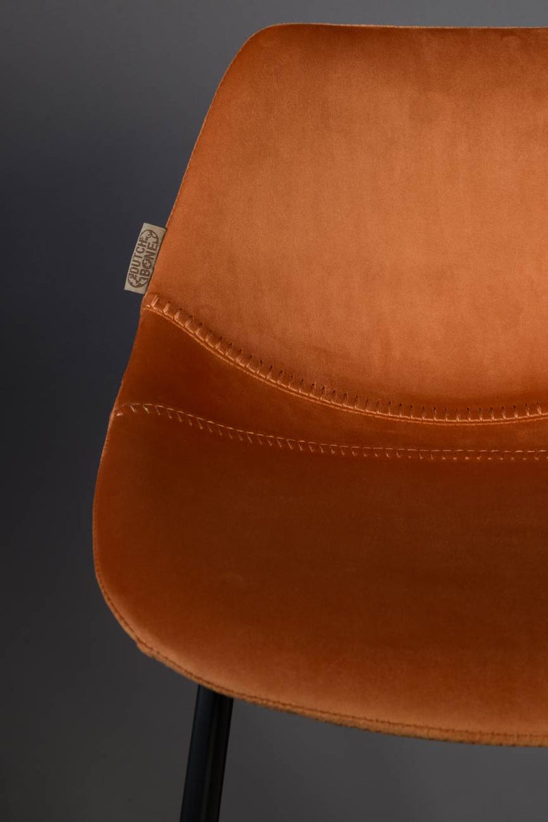 Barhocker FRANKY VELVET Samt Orange von DutchBone