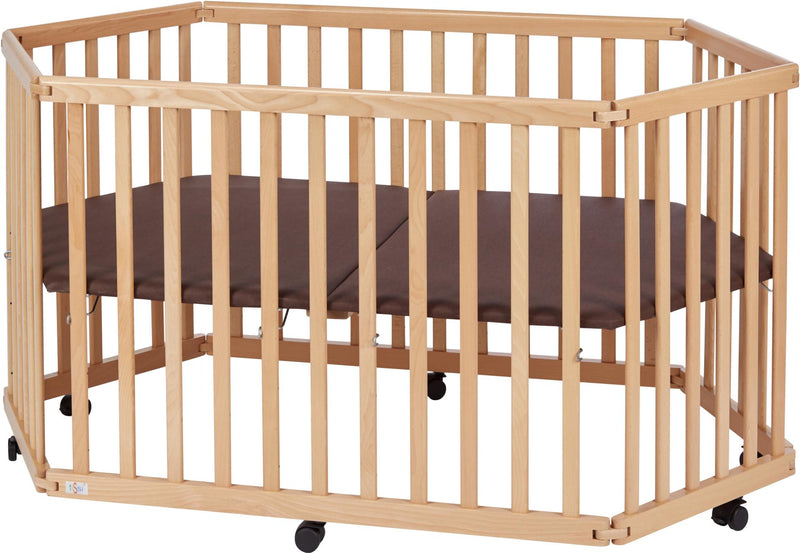 Faltbares Laufgitter Laufstall tiSsi® Buche natur 6-eckig
