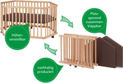 Faltbares Laufgitter Laufstall tiSsi® Buche natur 6-eckig