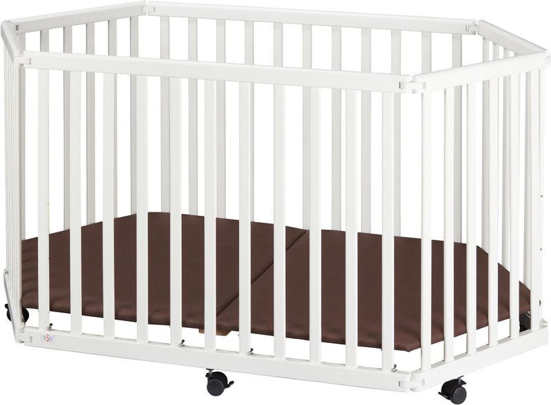 Faltbares Laufgitter Laufstall tiSsi® Buche weiß 6-eckig