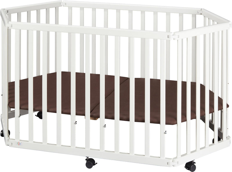 Faltbares Laufgitter Laufstall tiSsi® Buche weiß 6-eckig