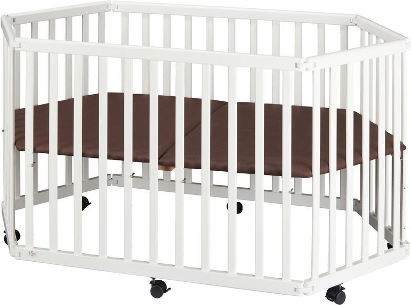 Faltbares Laufgitter Laufstall tiSsi® Buche weiß 6-eckig