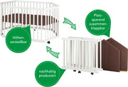 Faltbares Laufgitter Laufstall tiSsi® Buche weiß 6-eckig