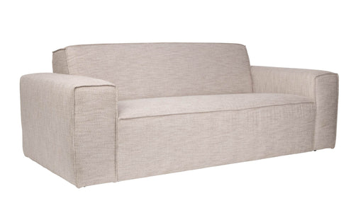 Sofa Couch BOR LATTE 2,5 Sitzer von ZUIVER in Gesamtansicht mit geraden Armlehnen und cremefarbener Polsterung.