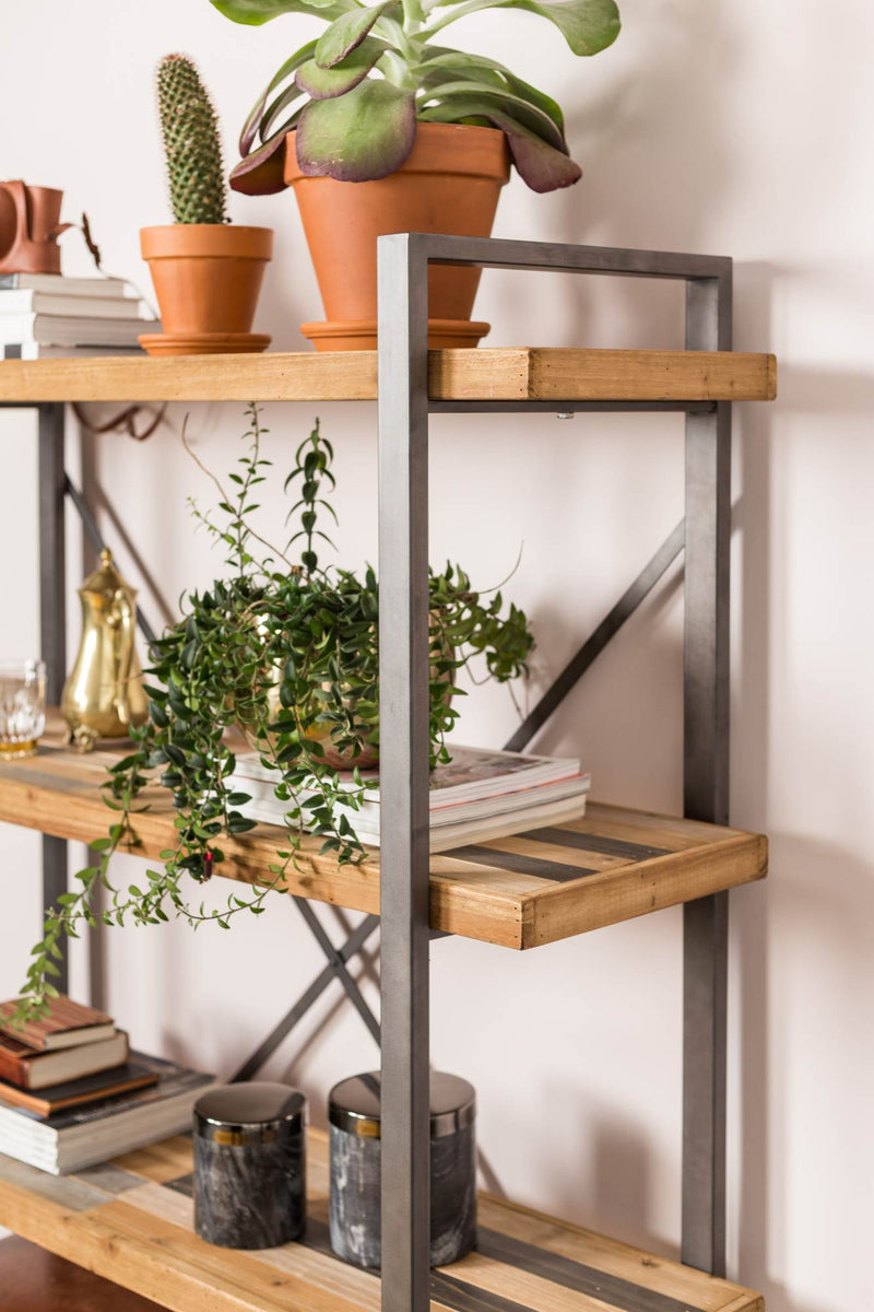 Bücherregal JOY Stahl und Holz im Industrie Stil