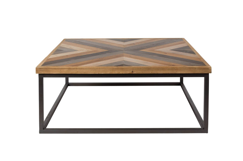 Couchtisch JOY mit farbigen Parkett-Muster 81 x 81 cm