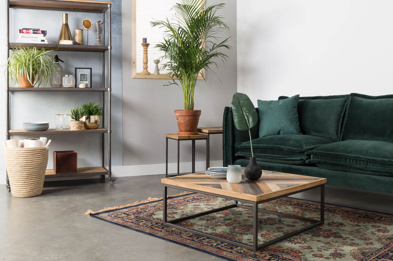 Couchtisch JOY mit farbigen Parkett-Muster 81 x 81 cm