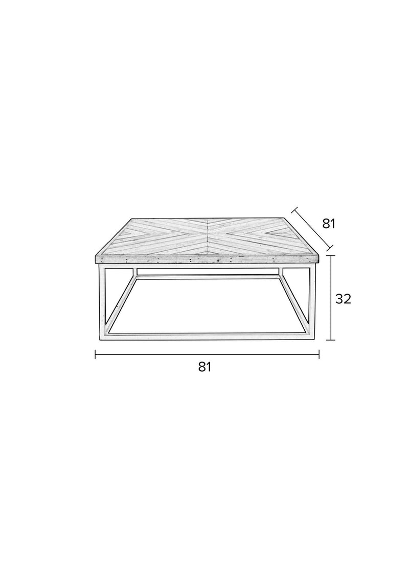 Couchtisch JOY mit farbigen Parkett-Muster 81 x 81 cm