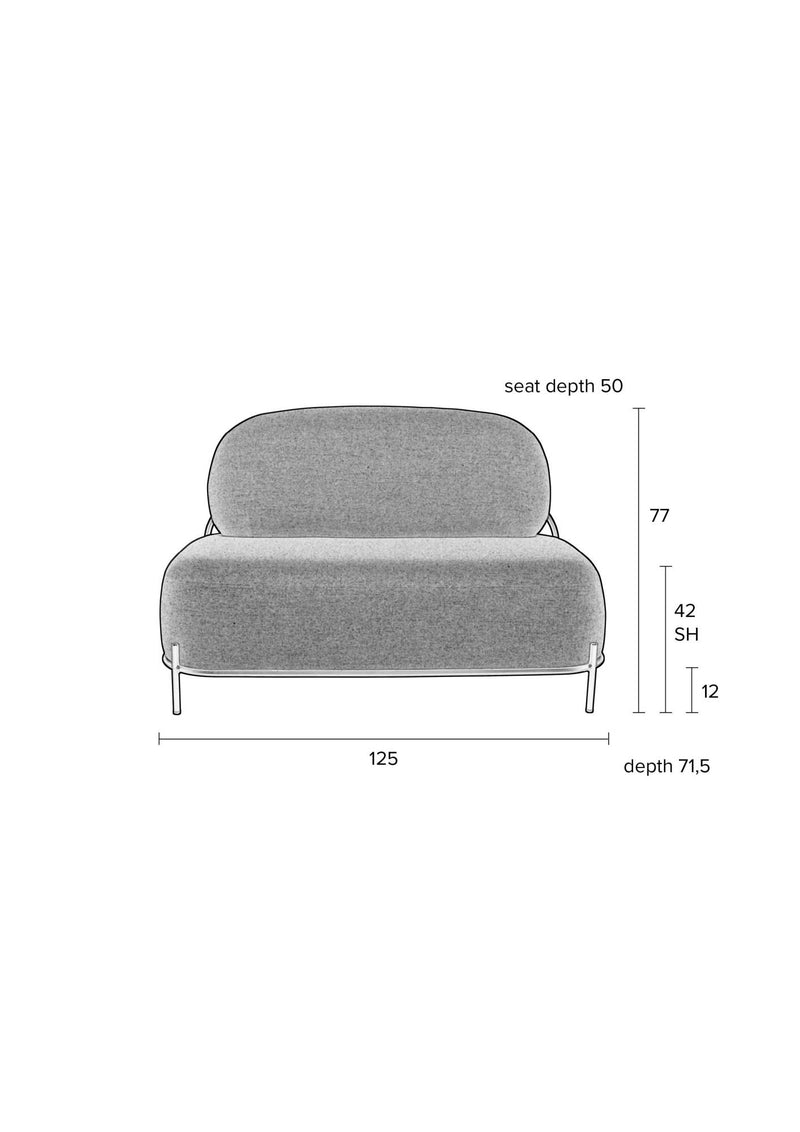 Sofa Couch POLLY GREY 2-Sitzer