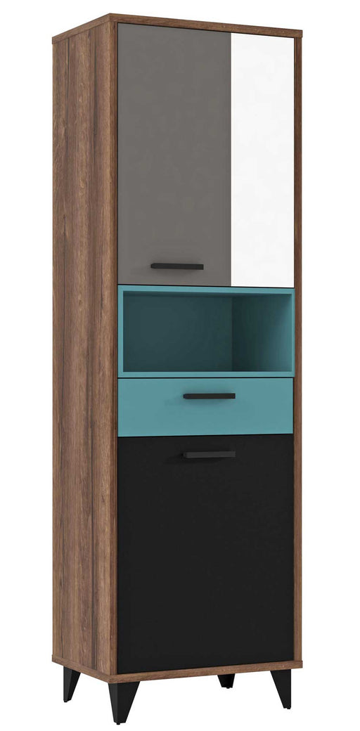 Regal Schrank RAVEN 2 Türen Optik Schlammeiche mit Weiß Grün Grau