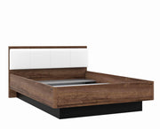 Jugendbett RAVEN 140 x 200 cm Polster Weiß Optik Schlammeiche mit Grau