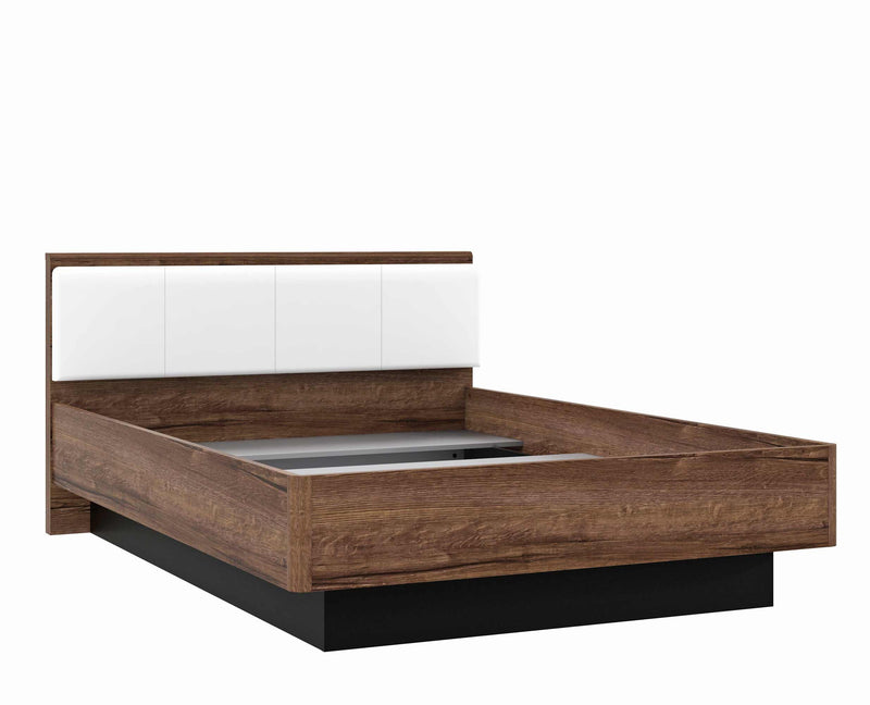 Jugendbett RAVEN 140 x 200 cm Polster Weiß Optik Schlammeiche mit Grau