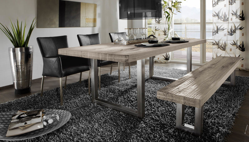 Bank New York - 200 x 35 cm Platte aus alter Balkeneiche White Wash