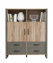 Highboard NOTE 2 Türen 4 Schubladen Optik Picea Kiefer und Betonoptik