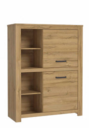 Highboard HAVANNA Optik Alteiche mit offenen Fächern und 2 Türen