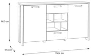 Sideboard Kommode CLIF 2 Türen 2 Schubladen Optik Old Wood Vintage