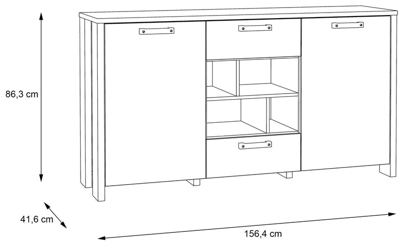 Sideboard Kommode CLIF 2 Türen 2 Schubladen Optik Old Wood Vintage