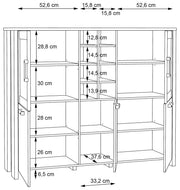 Highboard Vitrine CLIF 5-trg. Optik Old Wood Vintage von Forte