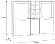 Highboard Vitrine CLIF 5-trg. Optik Old Wood Vintage von Forte