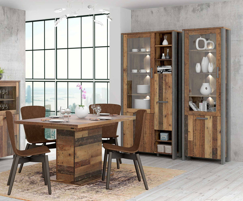 Vitrine CLIF 2-trg. Optik Old Wood Vintage von Forte