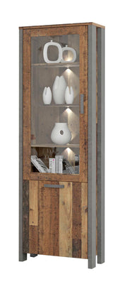Vitrine CLIF 2-trg. Optik Old Wood Vintage von Forte