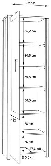 Vitrine CLIF 2-trg. Optik Old Wood Vintage von Forte