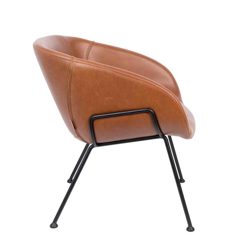 Lounge Sessel FESTON Kunstleder Braun von ZUIVER 