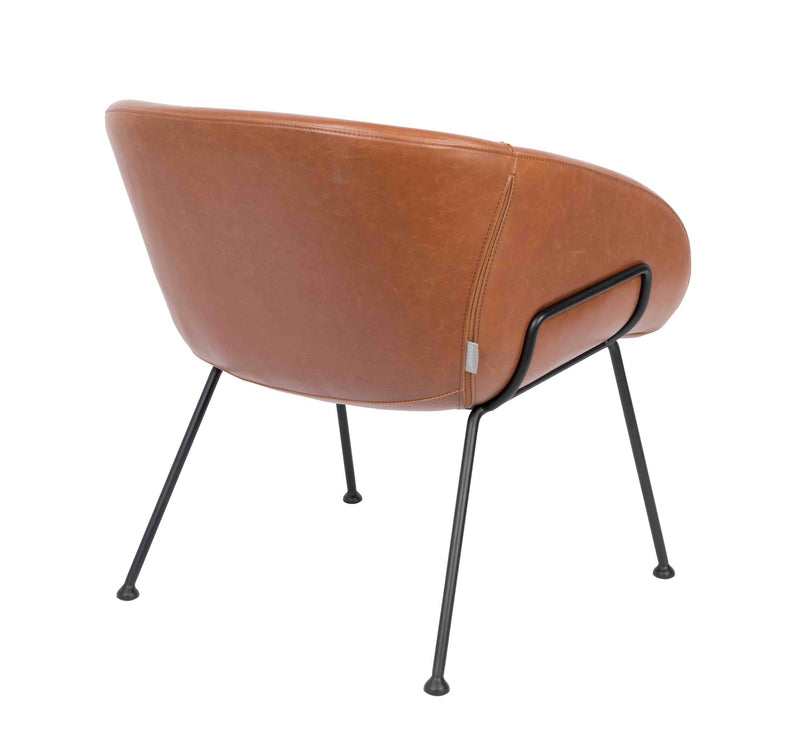 Lounge Sessel FESTON Kunstleder Braun von ZUIVER 