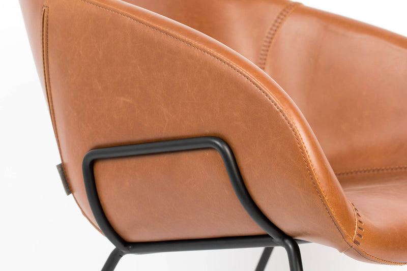 Lounge Sessel FESTON Kunstleder Braun von ZUIVER 