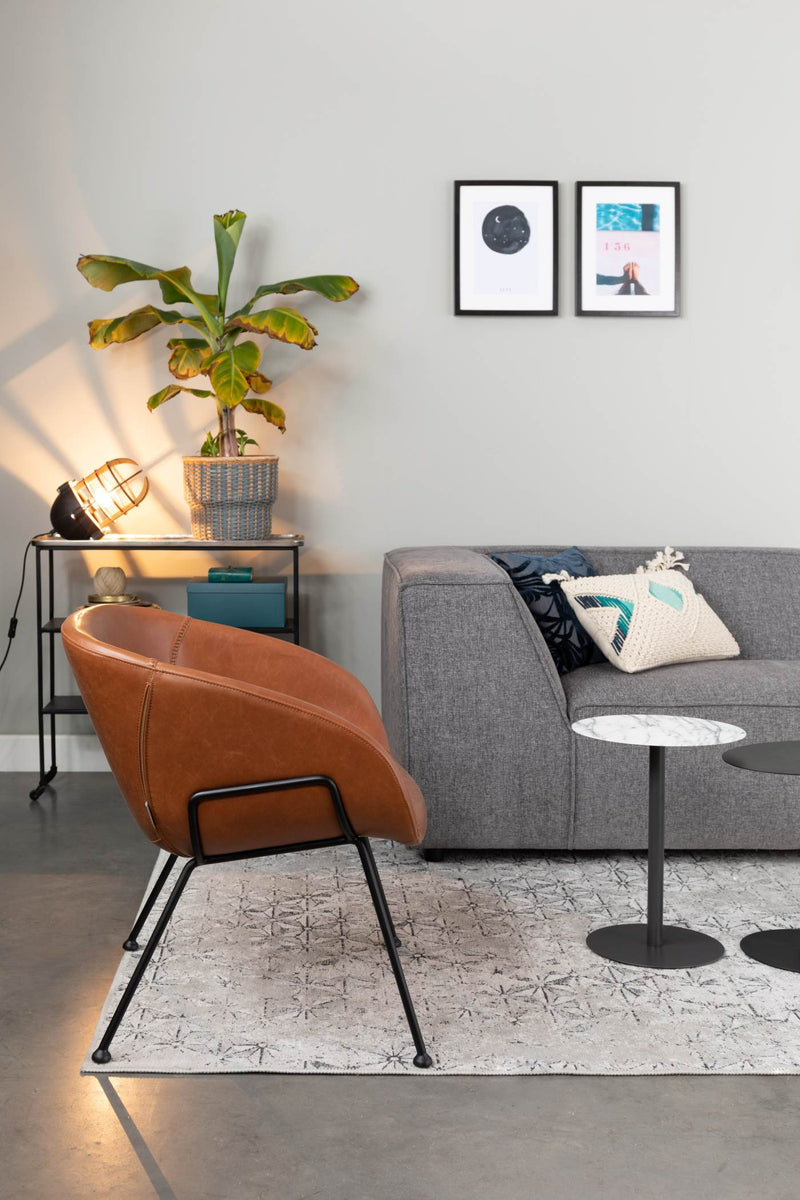 Lounge Sessel FESTON Kunstleder Braun von ZUIVER 