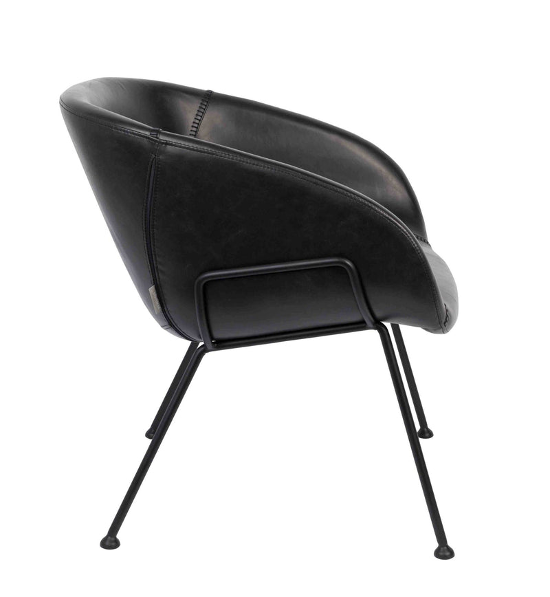 Lounge Sessel FESTON Kunstleder Schwarz von ZUIVER 